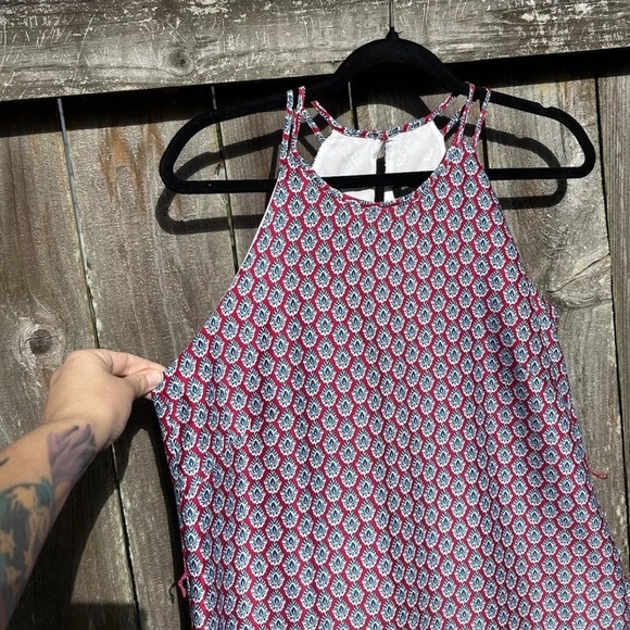 Banana Republic Sleeveless Boho Dress Size Small Blue Red Light Summer Spring - Picture 3 of 7